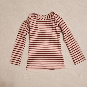 Red and White Striped Long Sleeve Top